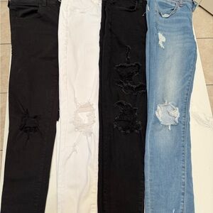 American Eagle Outfitters Women's Skinny Jeans in Black, White, and Blue